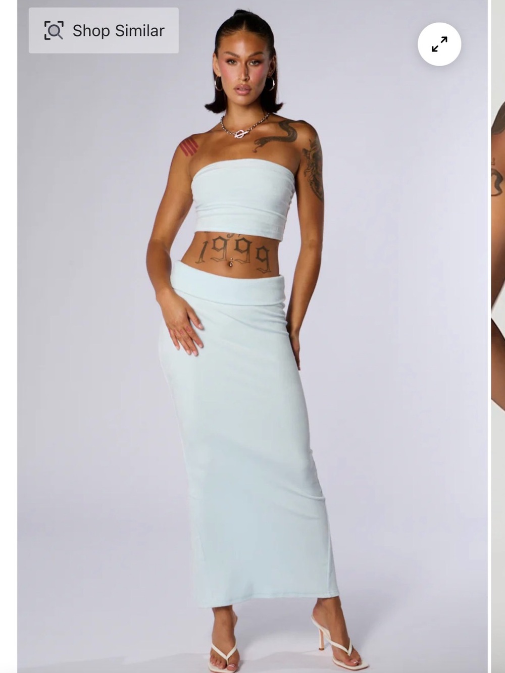 AKIRA NWT light Blue Strapless Tube Top & Maxi Skirt Set -Size L but fits like M